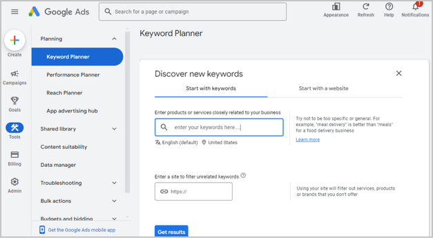 google keyword planner tool