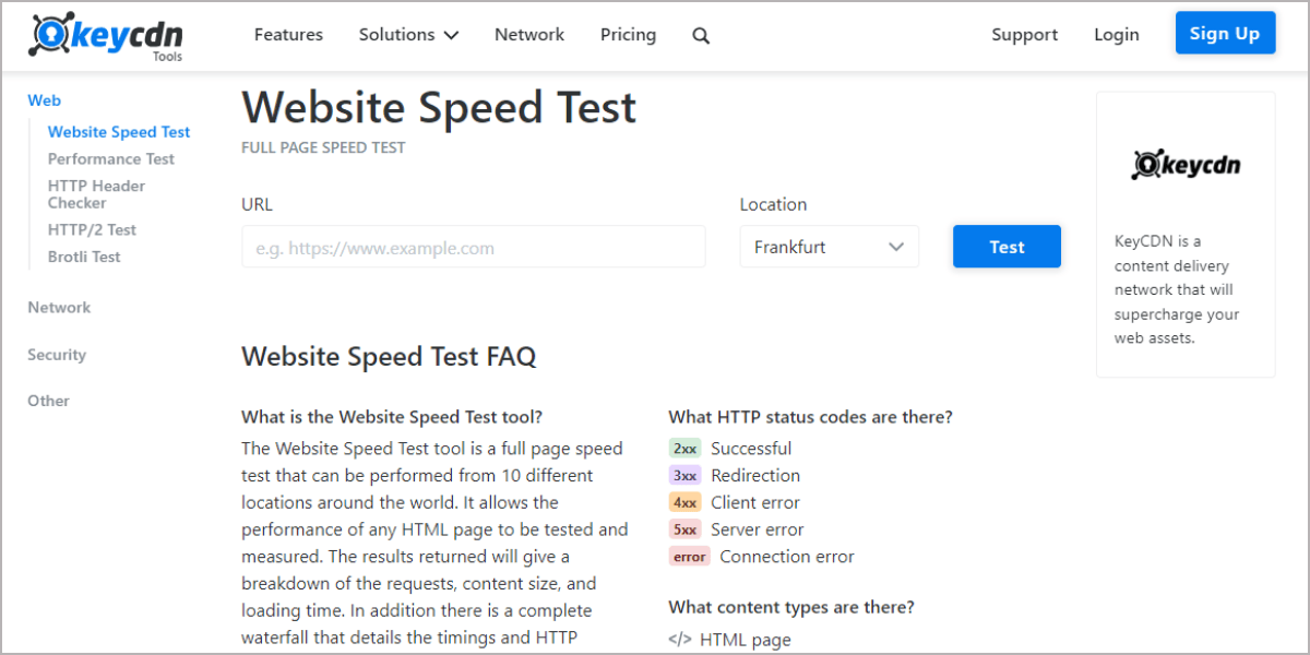 KeyCDN Website Speed Test