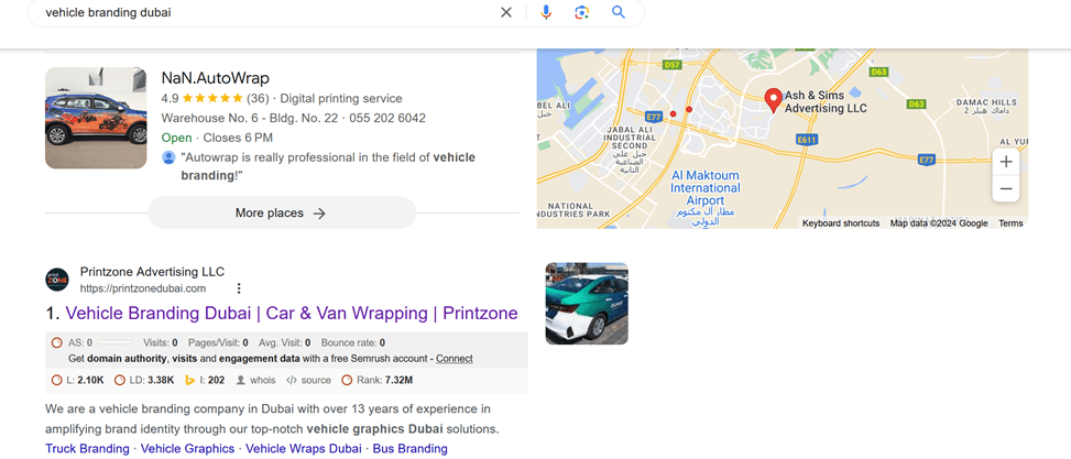 printzone google serp ranking on 1st page